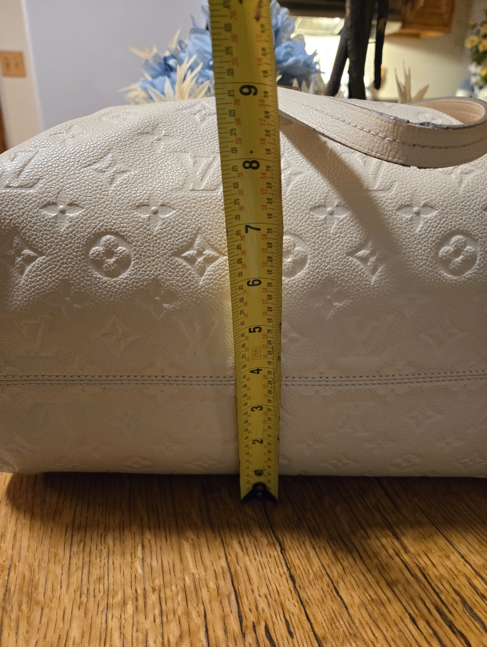 Louis Vuitton Cream Embossed Monogram Tote with Gold Hardware - Picture 8 of 16